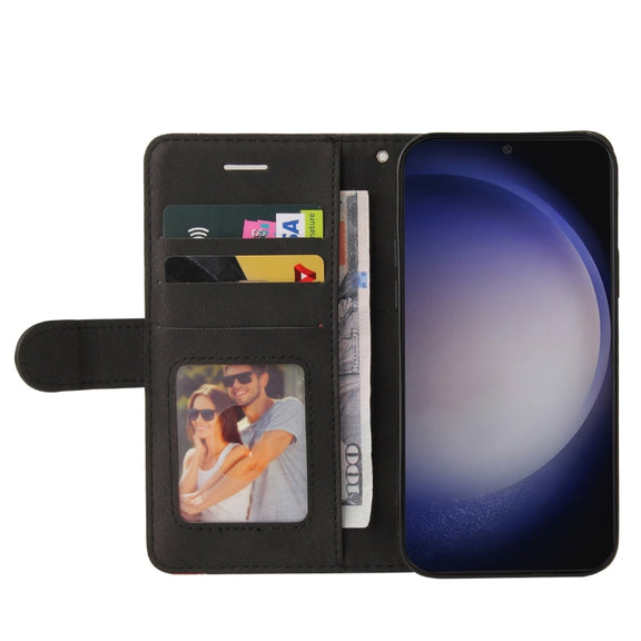 For Samsung Galaxy S25 / S24 5G Dual-color Splicing Flip Leather Phone Case(Black)
