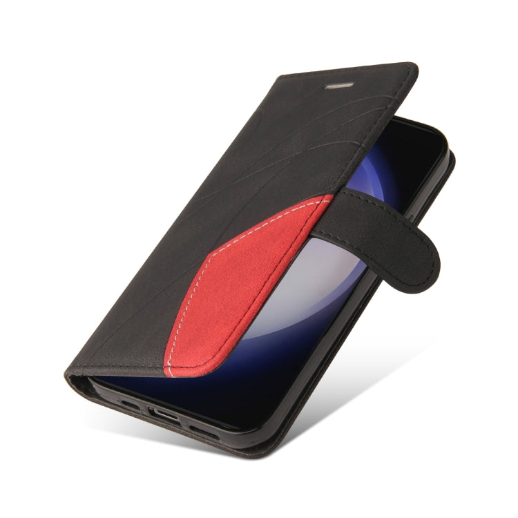 For Samsung Galaxy S25 / S24 5G Dual-color Splicing Flip Leather Phone Case(Black)