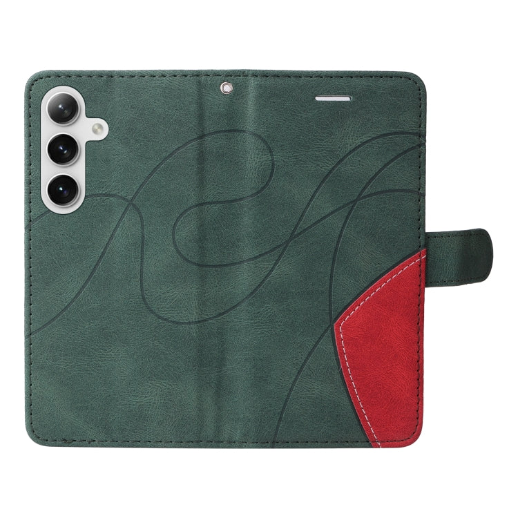 For Samsung Galaxy S25 / S24 5G Dual-color Splicing Flip Leather Phone Case(Green)
