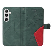 For Samsung Galaxy S25 / S24 5G Dual-color Splicing Flip Leather Phone Case(Green)