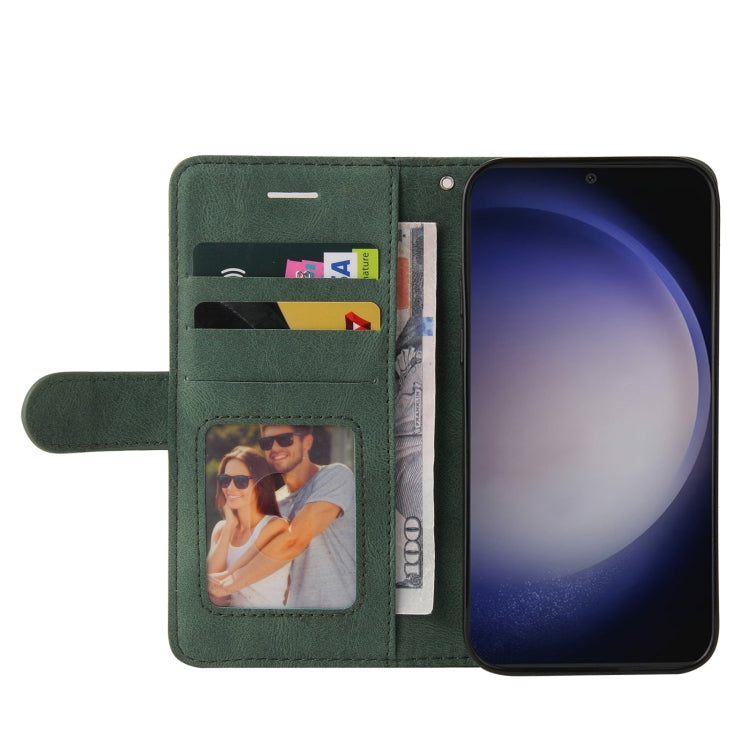 For Samsung Galaxy S25 / S24 5G Dual-color Splicing Flip Leather Phone Case(Green)