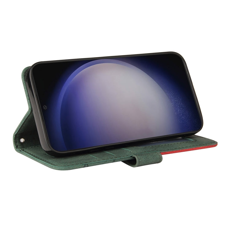 For Samsung Galaxy S25 / S24 5G Dual-color Splicing Flip Leather Phone Case(Green)