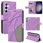 For Samsung Galaxy S25 / S24 5G Dual-color Splicing Flip Leather Phone Case(Purple)