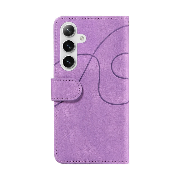For Samsung Galaxy S25 / S24 5G Dual-color Splicing Flip Leather Phone Case(Purple)