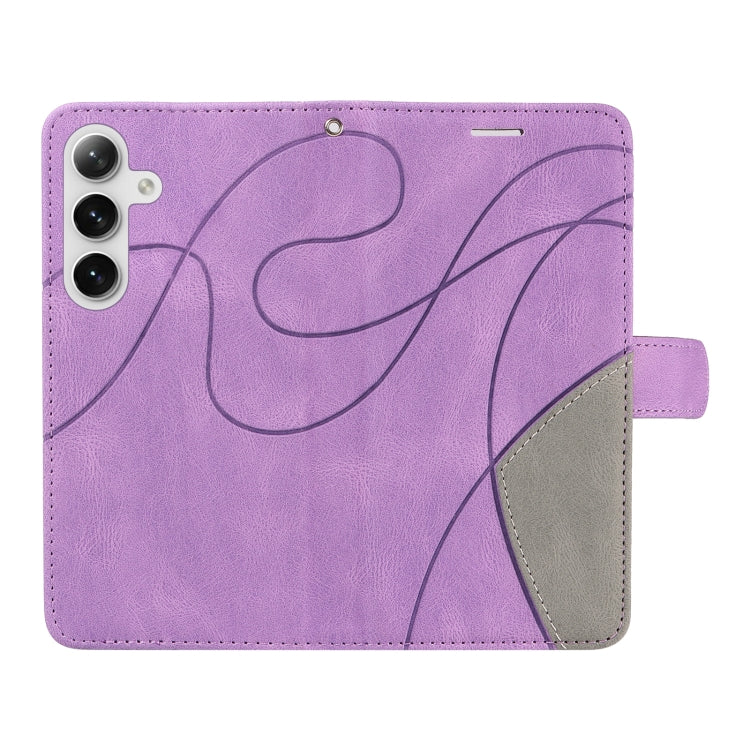 For Samsung Galaxy S25 / S24 5G Dual-color Splicing Flip Leather Phone Case(Purple)