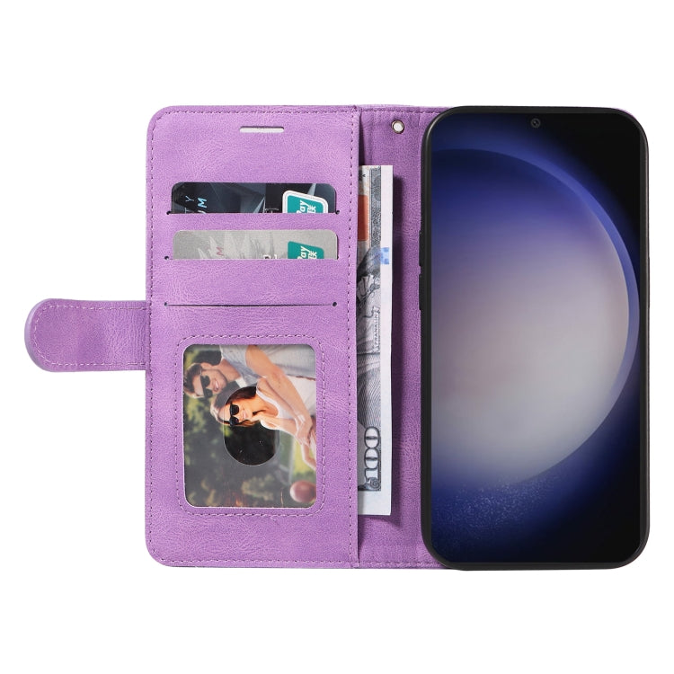 For Samsung Galaxy S25 / S24 5G Dual-color Splicing Flip Leather Phone Case(Purple)