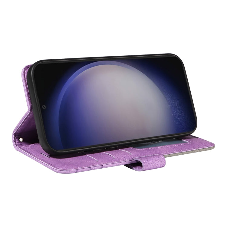 For Samsung Galaxy S25 / S24 5G Dual-color Splicing Flip Leather Phone Case(Purple)