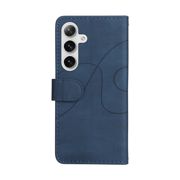 For Samsung Galaxy S25+ / S24+ 5G Dual-color Splicing Flip Leather Phone Case(Blue)