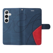 For Samsung Galaxy S25+ / S24+ 5G Dual-color Splicing Flip Leather Phone Case(Blue)