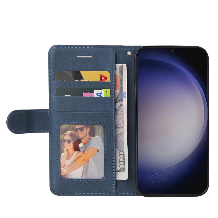 For Samsung Galaxy S25+ / S24+ 5G Dual-color Splicing Flip Leather Phone Case(Blue)