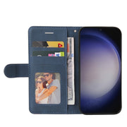 For Samsung Galaxy S25+ / S24+ 5G Dual-color Splicing Flip Leather Phone Case(Blue)