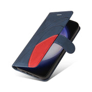 For Samsung Galaxy S25+ / S24+ 5G Dual-color Splicing Flip Leather Phone Case(Blue)