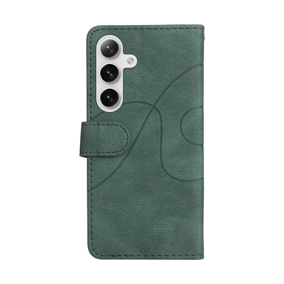 For Samsung Galaxy S25+ / S24+ 5G Dual-color Splicing Flip Leather Phone Case(Green)