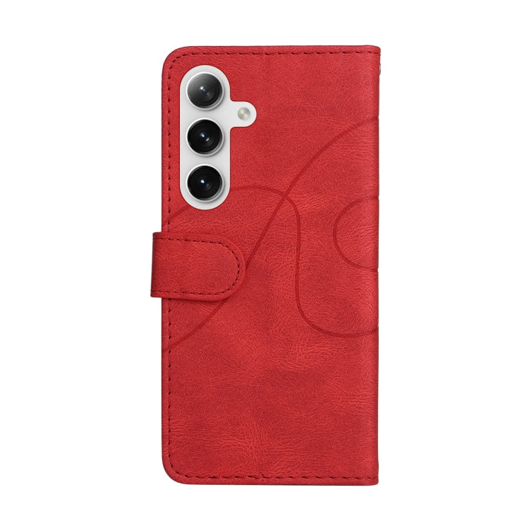 For Samsung Galaxy S25+ / S24+ 5G Dual-color Splicing Flip Leather Phone Case(Red)