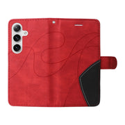For Samsung Galaxy S25+ / S24+ 5G Dual-color Splicing Flip Leather Phone Case(Red)