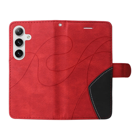 For Samsung Galaxy S25+ / S24+ 5G Dual-color Splicing Flip Leather Phone Case(Red)