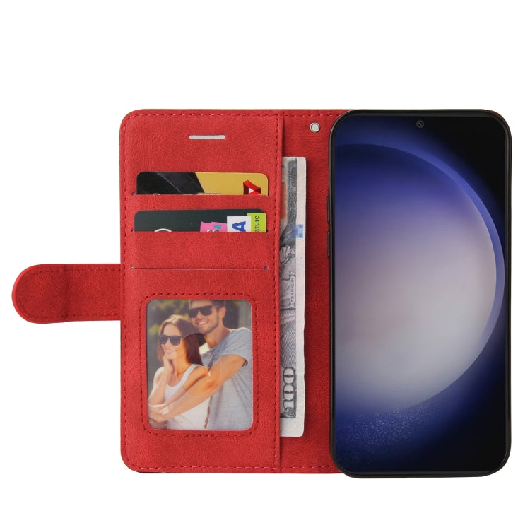 For Samsung Galaxy S25+ / S24+ 5G Dual-color Splicing Flip Leather Phone Case(Red)