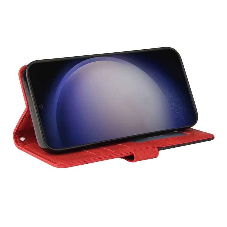 For Samsung Galaxy S25+ / S24+ 5G Dual-color Splicing Flip Leather Phone Case(Red)