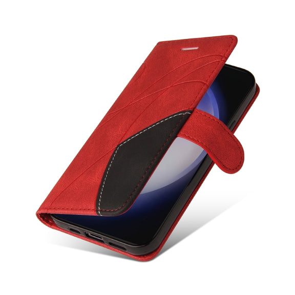 For Samsung Galaxy S25+ / S24+ 5G Dual-color Splicing Flip Leather Phone Case(Red)