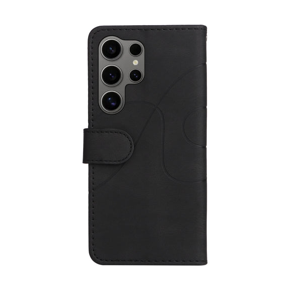 For Samsung Galaxy S25 Ultra 5G Dual-color Splicing Flip Leather Phone Case(Black)