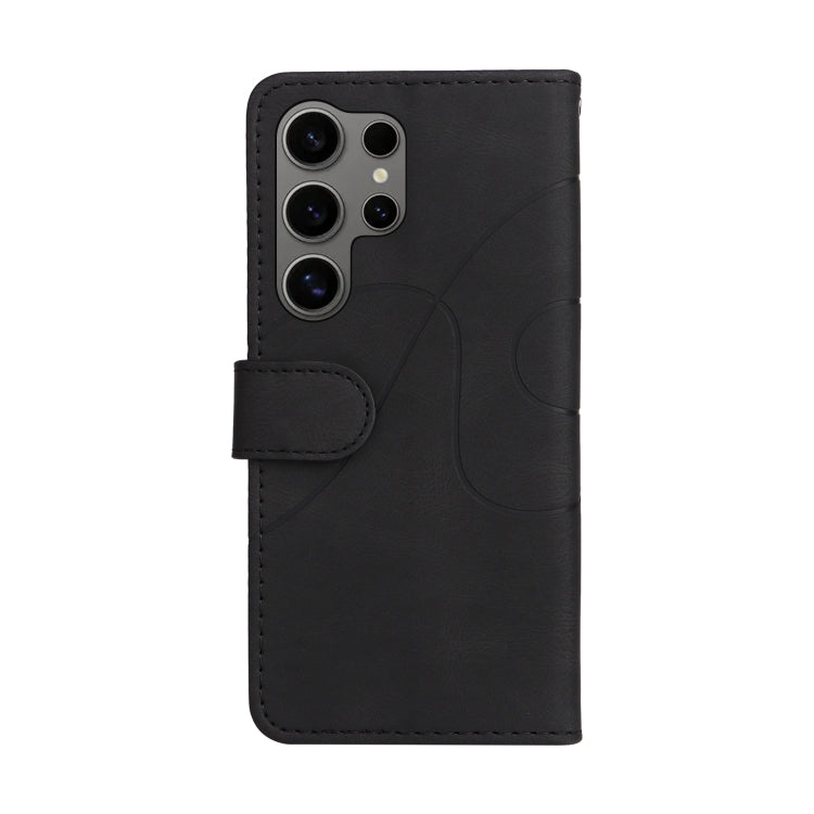 For Samsung Galaxy S25 Ultra 5G Dual-color Splicing Flip Leather Phone Case(Black)