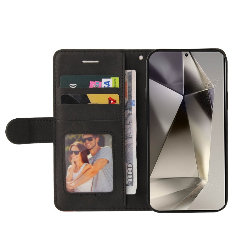 For Samsung Galaxy S25 Ultra 5G Dual-color Splicing Flip Leather Phone Case(Black)