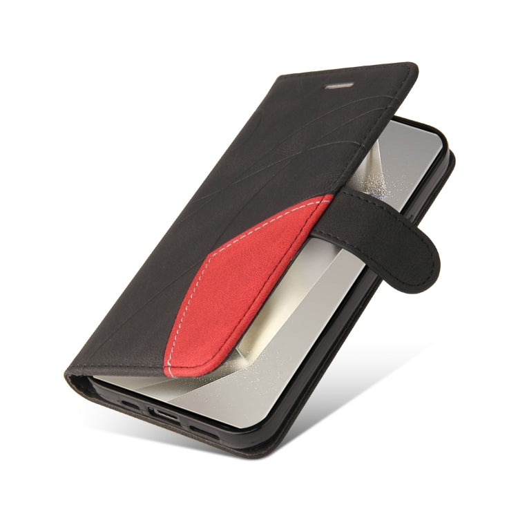 For Samsung Galaxy S25 Ultra 5G Dual-color Splicing Flip Leather Phone Case(Black)