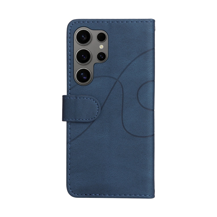 For Samsung Galaxy S25 Ultra 5G Dual-color Splicing Flip Leather Phone Case(Blue)
