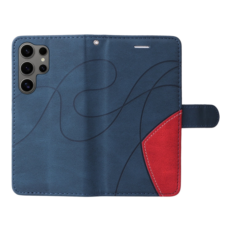 For Samsung Galaxy S25 Ultra 5G Dual-color Splicing Flip Leather Phone Case(Blue)