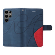 For Samsung Galaxy S25 Ultra 5G Dual-color Splicing Flip Leather Phone Case(Blue)