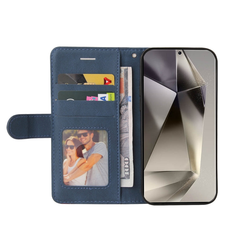 For Samsung Galaxy S25 Ultra 5G Dual-color Splicing Flip Leather Phone Case(Blue)