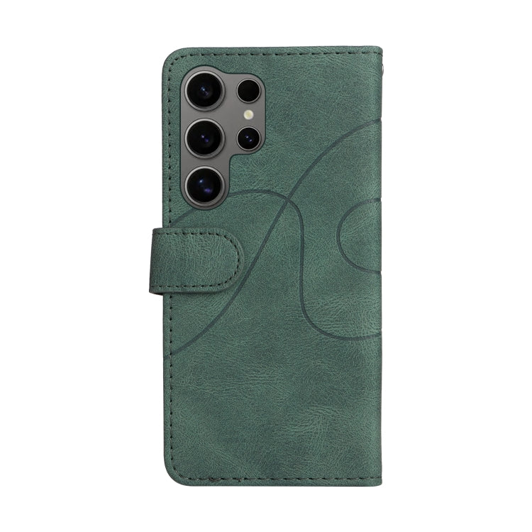For Samsung Galaxy S25 Ultra 5G Dual-color Splicing Flip Leather Phone Case(Green)