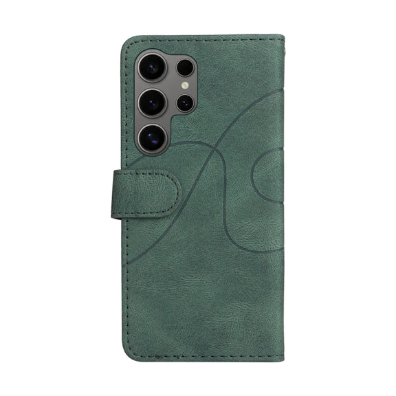 For Samsung Galaxy S25 Ultra 5G Dual-color Splicing Flip Leather Phone Case(Green)