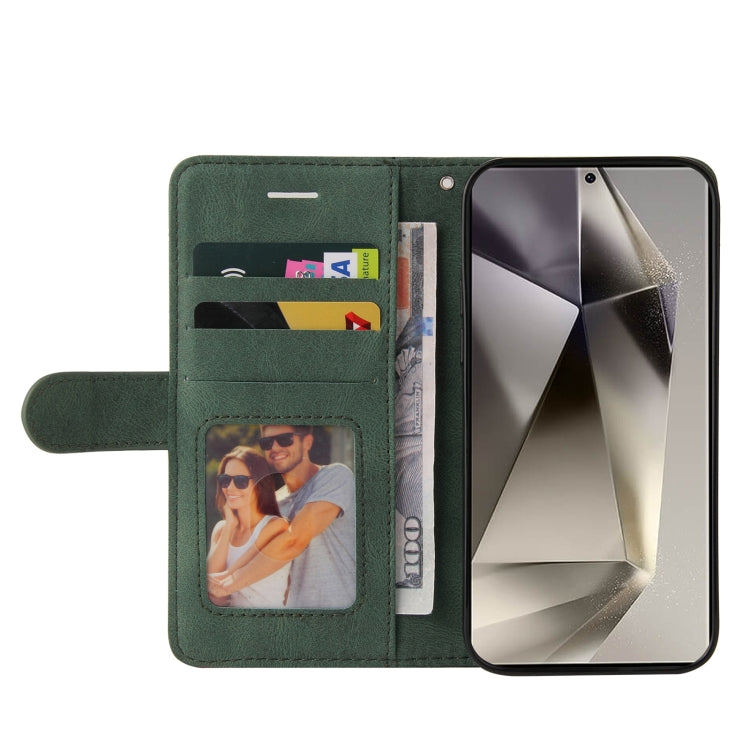 For Samsung Galaxy S25 Ultra 5G Dual-color Splicing Flip Leather Phone Case(Green)