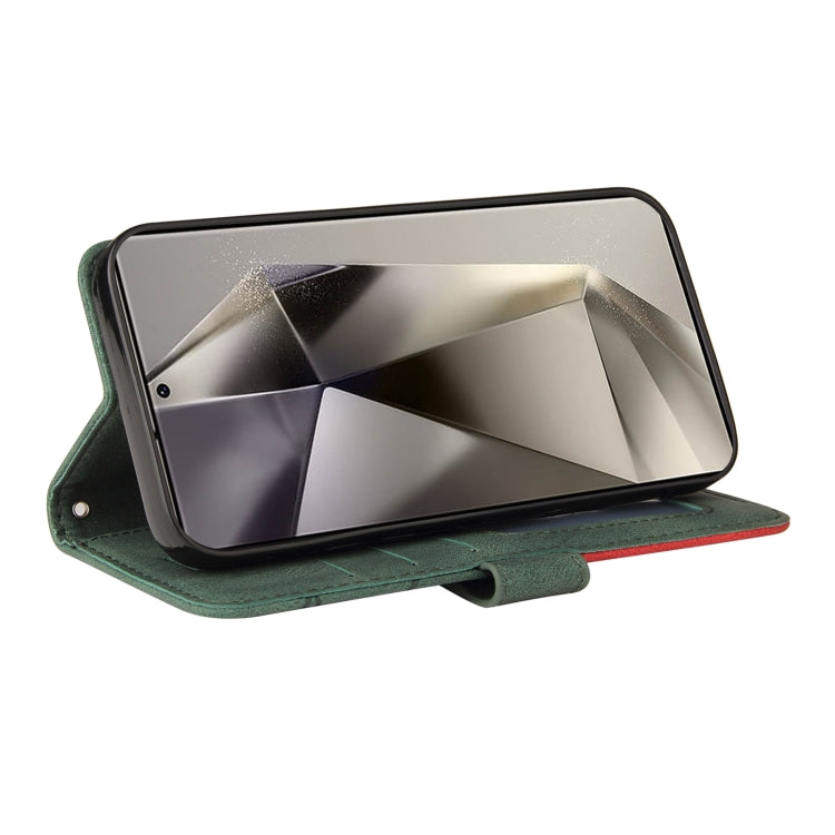 For Samsung Galaxy S25 Ultra 5G Dual-color Splicing Flip Leather Phone Case(Green)