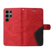 For Samsung Galaxy S25 Ultra 5G Dual-color Splicing Flip Leather Phone Case(Red)