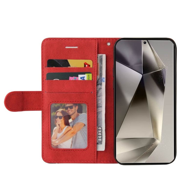 For Samsung Galaxy S25 Ultra 5G Dual-color Splicing Flip Leather Phone Case(Red)