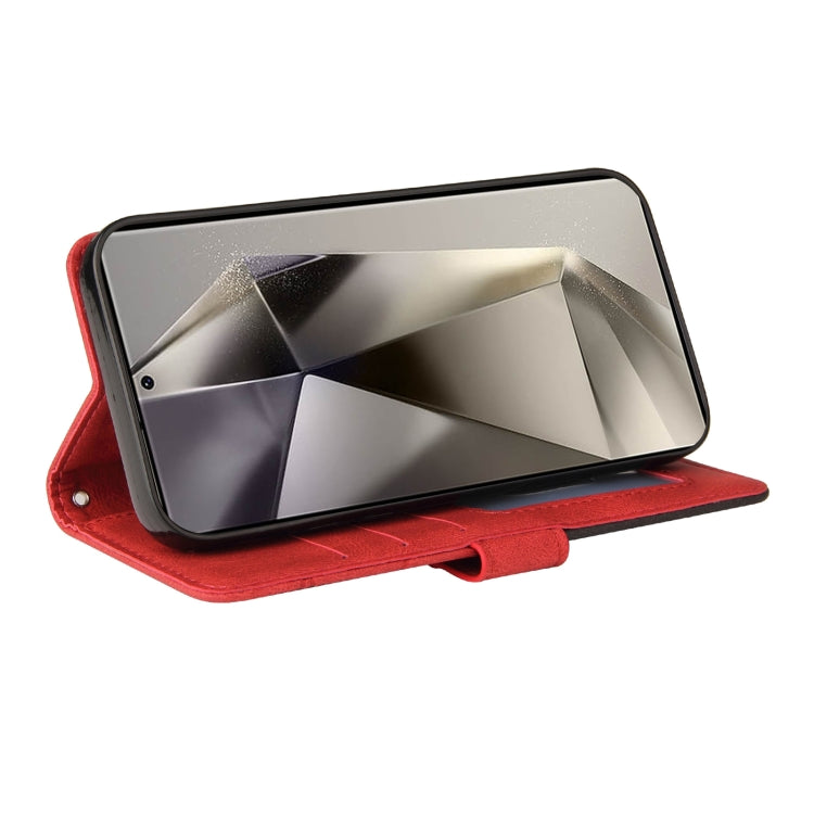 For Samsung Galaxy S25 Ultra 5G Dual-color Splicing Flip Leather Phone Case(Red)