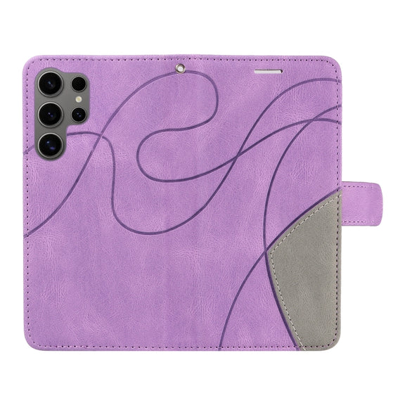 For Samsung Galaxy S25 Ultra 5G Dual-color Splicing Flip Leather Phone Case(Purple)