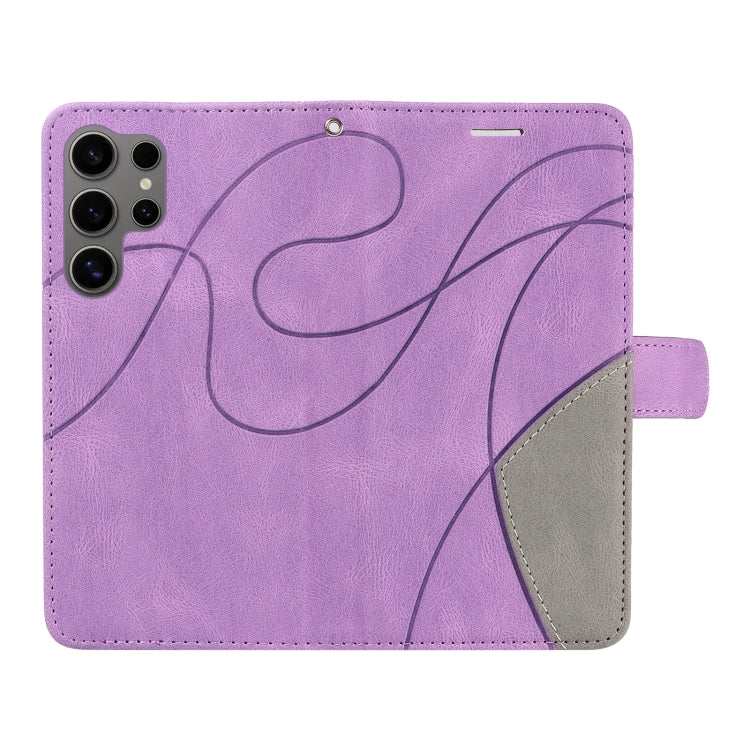 For Samsung Galaxy S25 Ultra 5G Dual-color Splicing Flip Leather Phone Case(Purple)