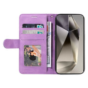 For Samsung Galaxy S25 Ultra 5G Dual-color Splicing Flip Leather Phone Case(Purple)