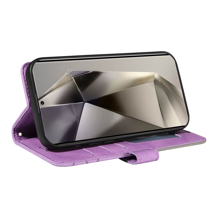 For Samsung Galaxy S25 Ultra 5G Dual-color Splicing Flip Leather Phone Case(Purple)