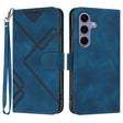 For Samsung Galaxy S25 5G Line Pattern Skin Feel Leather Phone Case(Royal Blue) - Galaxy S25 5G Cases by PMC Jewellery | Online Shopping South Africa | PMC Jewellery | Buy Now Pay Later Mobicred