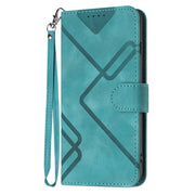 For Samsung Galaxy S25+ 5G Line Pattern Skin Feel Leather Phone Case(Light Blue)