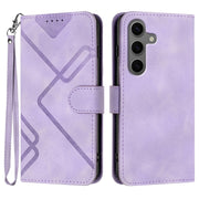 For Samsung Galaxy S25+ 5G Line Pattern Skin Feel Leather Phone Case(Light Purple)