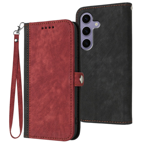 For Samsung Galaxy S25 5G Side Buckle Double Fold Hand Strap Leather Phone Case(Red)