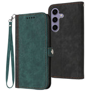 For Samsung Galaxy S25 5G Side Buckle Double Fold Hand Strap Leather Phone Case(Dark Green)