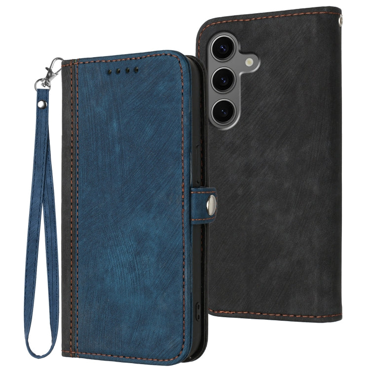 For Samsung Galaxy S25+ 5G Side Buckle Double Fold Hand Strap Leather Phone Case(Royal Blue)