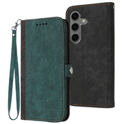 For Samsung Galaxy S25+ 5G Side Buckle Double Fold Hand Strap Leather Phone Case(Dark Green)
