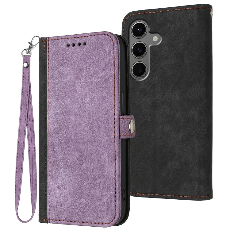 For Samsung Galaxy S25+ 5G Side Buckle Double Fold Hand Strap Leather Phone Case(Purple)